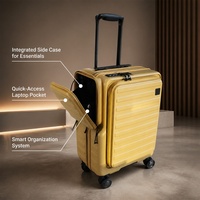 Valise de voyage multifonctionnelle à coque rigide, valise de cabine portable, compartiment à bagages à ouverture latérale détachable, ouverture frontale en PC