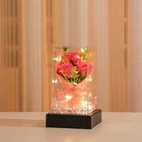 CHUANGXUN Lampe de nuit LED en forme de rose artificielle, vase de fleurs éternelles, cadeau personnalisé pour le festival Qixi, design moderne et simple