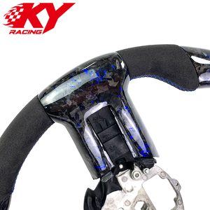 Volante deportivo personalizado de fibra de carbono forjada azul con cuero negro para Ford Mustang S197 GT Coupe GT500 Shelby 2005-2014 - Product Image 2