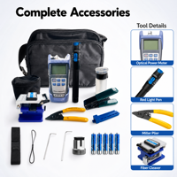 Kit d'outils FTTH pour fibre optique, mini-coupe-fibre, VFL 10mW, puissancemètre optique, kit d'installation par épissage à froid, outil d'épissage