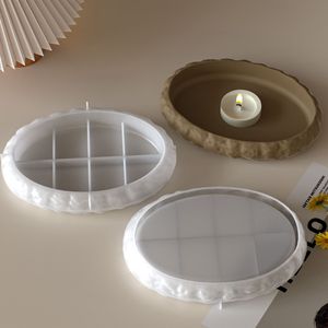 Thạch cao xi măng đá kết cấu khay <span class=keywords><strong>Silicone</strong></span> Khuôn thích hợp cho máy tính để bàn Lưu trữ hình bầu dục Coaster khuôn trang trí nhà - Product Image 2