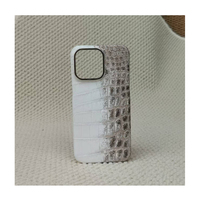 Étui en cuir de crocodile de l'Himalaya véritable exotique de qualité supérieure pour iPhone 16 15 14 Pro Max