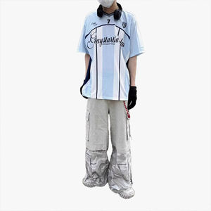 T-shirt de sport unisexe à col en V et manches courtes, style hip-hop, personnalisable avec logo et numéro, coupe ample, pour couple, idéal pour l'été - Product Image 1