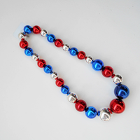 Collar de cuentas patriótico rojo, blanco y azul, accesorio de plástico audaz y extragrande para el 4 de julio, Día de la Independencia, ligero, ideal para fiestas.