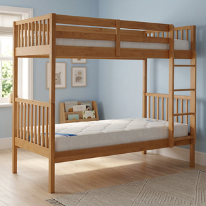 Lit superposé moderne en teck massif, taille double, durable, gain de place, meubles de chambre d'enfant - Product Image 3