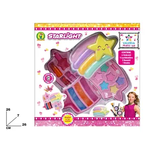 Set de Maquillaje Starlight para Niñas con 6 Sombras de Ojos, 4 Brillos Labiales, 3 Lápices Labiales, 1 Colorete, Estuche Rosa Estrella 26x26 cm - Product Image 1
