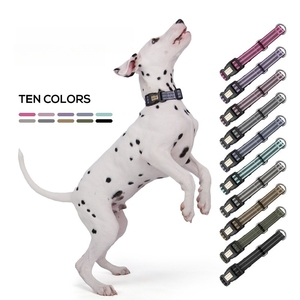 Collier de chien réglable réfléchissant durable à séchage rapide boucle en nylon sécurisé motif à rayures douces 10 couleurs pour les promenades de randonnée sur la plage - Product Image 1