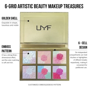 Paleta de Rubor Personalizada Golden Flower de <span class=keywords><strong>6</strong></span> Colores, Maquillaje al por Mayor OEM, Fórmula Limpia, Libre de Crueldad, Rubor Iluminador, Marca Privada - Product Image 2