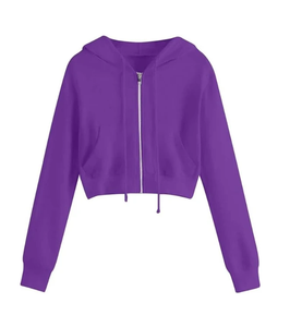 Wholesale Custom Women Casual Crop Top Breathable Heavyweight Blank Oversized Cropped Hoodies - Product Image 2