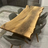 Meubles d'extérieur modernes de qualité supérieure, en forme naturelle, grand bord en noyer, table en bois, nouvelle collection
