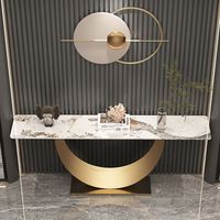 Table console miroir en béton personnalisé, finition métallique brillante brossée, pour porche, décorations murales, table de couloir