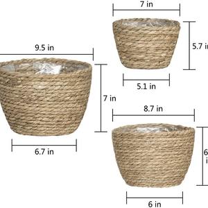 กระถางต้นไม้สานจากฟางข้าวเวียดนามแบบกำหนดเอง พร้อมสาหร่ายและหญ้าทะเล สำหรับจัดเก็บกระถางดอกไม้ในบ้าน - Product Image 2