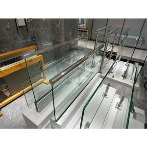 Balcony Glass Railing Aluminum U Channel Exterior Clamp Glass Fence Balustrade Handrail Fittings Profile Frameless Glass Railin