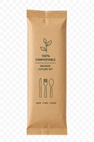 Ensemble de couverts jetables en bagasse de canne à sucre biodégradable pour la restauration, les pique-niques et les événements en gros (fourchette, cuillère, couteau)