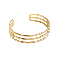 Bracelet minimaliste en acier inoxydable plaqué or 18 carats avec trois lignes creuses, ouverture, bijoux, cadeau