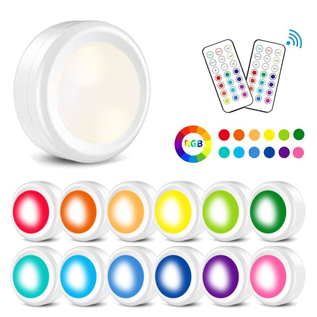 Rechargeable RGB LED Puck Light for Cabinet Lights