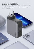 Kustom pengisi daya 65W GaN kabel Data dapat ditarik pengisian daya Cepat Multi-Port SCP 5V/4,5a 5V/2,4 A OTP injeksi minyak
