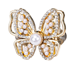 Botón para ajustar la cintura en forma de mariposa con pedrería y perlas, botón desmontable y sin costuras para ajustar la cintura en pantalones vaqueros. - Product Image 1