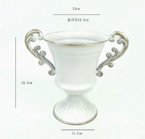 Yeni Metal Urn ekici kupa bardak çiçek vazo yay için Vintage stil saksı düğün Centerpieces vazo düğün dekorasyon - Product Image 3