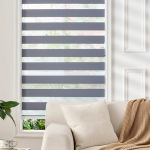 Stores zébrés horizontaux modernes à double rouleau, en tissu jacquard polyester, jour et nuit, sans cordon, avec cadre en aluminium intégré - Product Image 6
