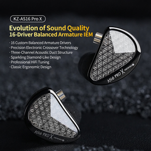 KZ <span class=keywords><strong>AS16</strong></span> <span class=keywords><strong>PRO</strong></span> X Nuevos Auriculares Intrauditivos Híbridos 1DD+7BA HIFI, Auriculares con Cable para Música, Deportes y Juegos, Auriculares con Bajos, 3.5MM, Android <span class=keywords><strong>Pro</strong></span> - Product Image 2