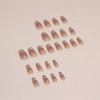 Faux ongles en plastique style œil de chat souriant, à couverture complète, amovibles, dégradés, avec autocollants, 24 pièces