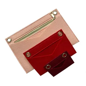 Pocket Liner Clutches Felt Purse Organizer Insert dengan Kit konversi rantai untuk Kirigami Pochette