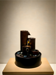 Fontaine d'eau de bureau moderne en forme de cylindre avec des roches de <span class=keywords><strong>rivière</strong></span> - Product Image 1