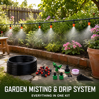 Kit d'irrigation goutte à goutte pour jardin, système de brumisation avec buses réglables, tubes et connecteurs pour patio, parterre de fleurs, serre