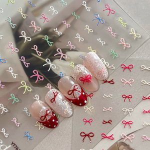 TSZS Lindas pegatinas de <span class=keywords><strong>uñas</strong></span> con lazo de lunares rosas y negros, autoadhesivas, estilo INS Kawaii, calcomanías coloridas de lazo para <span class=keywords><strong>uñas</strong></span>, venta al por mayor - Product Image 1