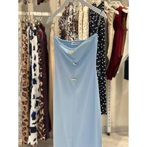 ชุดเดรสคอวีสีฟ้าฟิโอริ เอวธรรมชาติ สไตล์วินเทจ ชุดราตรีหรูหรา - Product Image 2