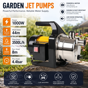 Pompe à <span class=keywords><strong>eau</strong></span> <span class=keywords><strong>de</strong></span> jardin OEM personnalisable 1000W, 3500L/H, hauteur <span class=keywords><strong>de</strong></span> refoulement 44M, <span class=keywords><strong>aspiration</strong></span> 8M, en acier inoxydable, pour usage domestique et quotidien en jardin - Product Image 2