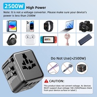Worldplug - Adaptador de Corriente Universal con 2 Salidas AC, Enchufe de Viaje Multiusos con Cargador Rápido Tipo C de 2500 W y 35 W