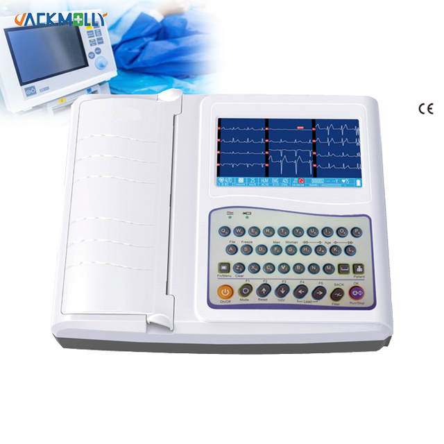 JM-8121 Low Cost Portable 12 Channel 7 Inch Color Screen Electrocardiogram EKG Recorder Ecg Machine With Analyzer