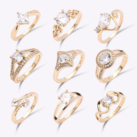 Bagues Personnalisées Plaqué Or 18K Bijoux Cœur Papillon Serpent avec Zircon Cubique Pierre Précieuse Diamant en Laiton pour Femme