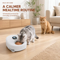 Distributeur automatique de nourriture pour animaux de compagnie, réfrigéré et chauffant, programmable pour 5 repas, avec refroidissement par semi-conducteur, 175 ml x 5 bols
