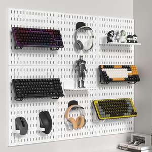 Pegboard พลาสติกติดผนังติดตั้งง่ายไม่ต้องเจาะ: สำหรับบ้าน/การศึกษาถือเมาส์แป้นพิมพ์เพิ่มเติม W/อุปกรณ์เสริมมากมาย - Product Image 1