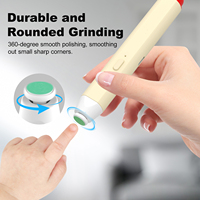 Coupe-ongles électrique pour bébé beige rechargeable, kit de coupe-ongles doux avec 6 têtes de ponçage remplaçables, lumière LED pour bébé