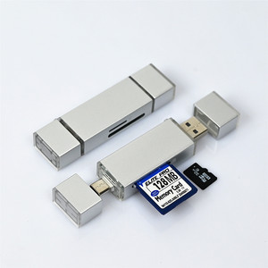 Lector de tarjetas tipo C USB 2,0 OTG TF SD, lector de tarjetas de memoria de aleación de aluminio para teléfono móvil, externo, 3 en 1, con múltiples ranuras - Product Image 2