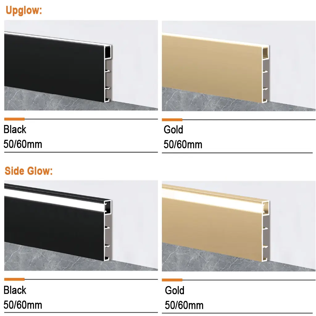 New Customized led light with aluminum alloy skirting board LED Profile Strip Metal senmry skirting baseboard aluminum