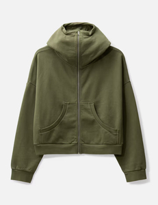 Wholesale Oversized Cropped Full Zip Hooded Jacket Men <strong>Snood</strong> Cowl Neck <strong>Hoodie</strong> Blank Streetwear Custom Logo OEM ODM Plain Hoodies - Product Image 2