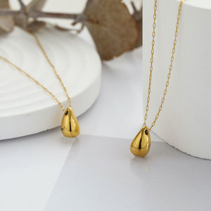 สร้อยคอจี้รูปหยดน้ำเคลือบทอง 18k สแตนเลส 316L กันน้ำ ไม่หมอง ทันสมัย สำหรับผู้หญิง - Product Image 1
