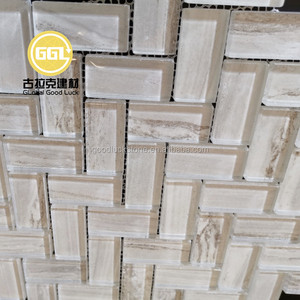 Carreaux <span class=keywords><strong>de</strong></span> mosaïque en verre effet bois blanc moderne, style <span class=keywords><strong>mini</strong></span>-briques pour la décoration des murs <span class=keywords><strong>de</strong></span> cuisine et des piscines <span class=keywords><strong>de</strong></span> spa - Product Image 2