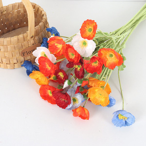 Fleurs de pavot artificielles, fleurs en soie de couleurs mélangées, décoration réaliste pour la maison, arrangement de mariage, bouquet en vase, 12 pièces - Product Image 4