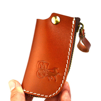 Porte-clés en cuir gaufré avec motif personnalisé/logo pour clé de voiture, organisateur de clés de maison en cuir de haute qualité