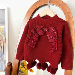 Set Casual due pezzi per ragazze autunno inverno maglione completo e Tutu di capodanno con fiocco con paillettes Set da <span class=keywords><strong>ragazza</strong></span> dolce e alla moda - Product Image 3