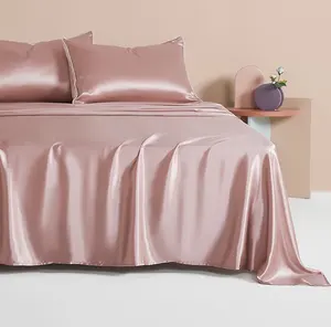 कस्टम के साथ 100% शुद्ध साटन लक्जरी रेशम मुद्रित Bedsheet Pillowcase बिस्तर शीट सेट