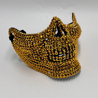 Masque de mascarade en forme de crâne avec dents et mâchoires en strass pour adultes, idéal pour les fêtes d'Halloween et les déguisements