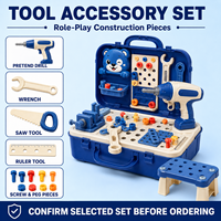 Ensemble d'outils de jeu en plastique pour enfants avec perceuse jouet à piles et accessoires de construction pour les enfants de 2 à 7 ans
