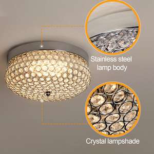 Zeal Lighting Lámpara de techo LED de cristal redondo de lujo de diseño moderno para dormitorio Balcón Pasillo - Product Image 3